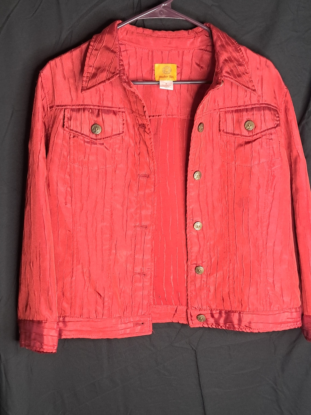 Ruby Rd. Textured Red Button-Front Jacket